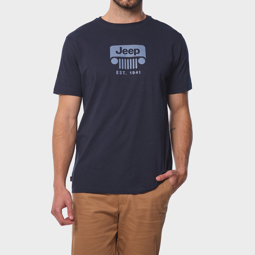 Jeep Mens Core Logo Grill T-Shirt Navy