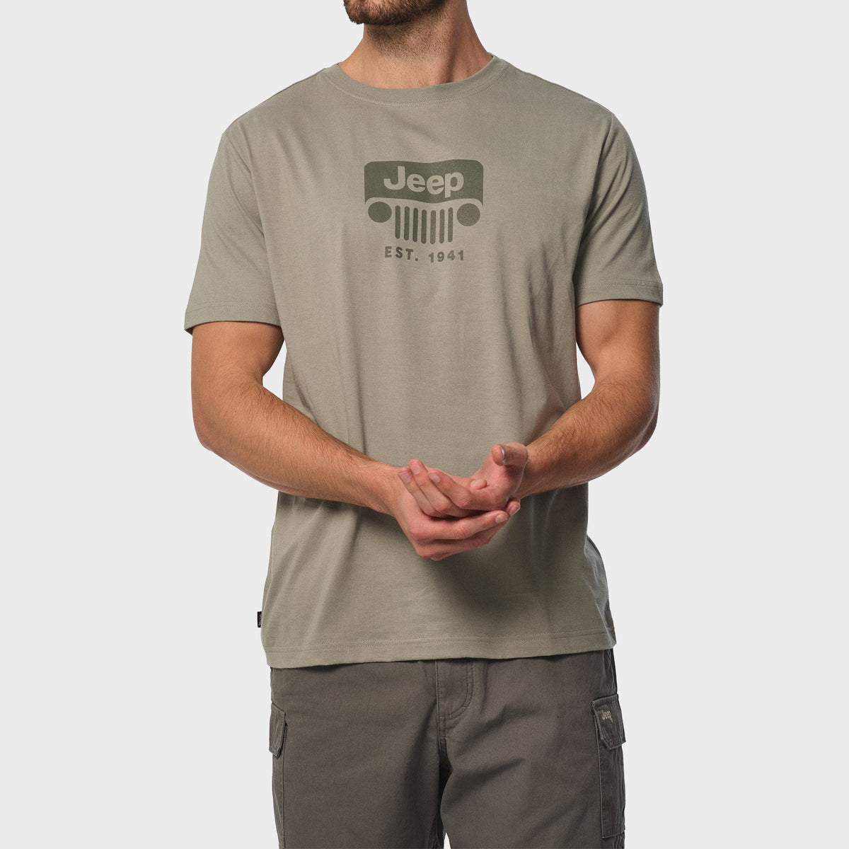 Jeep Mens Core Logo Grill T-Shirt Olive