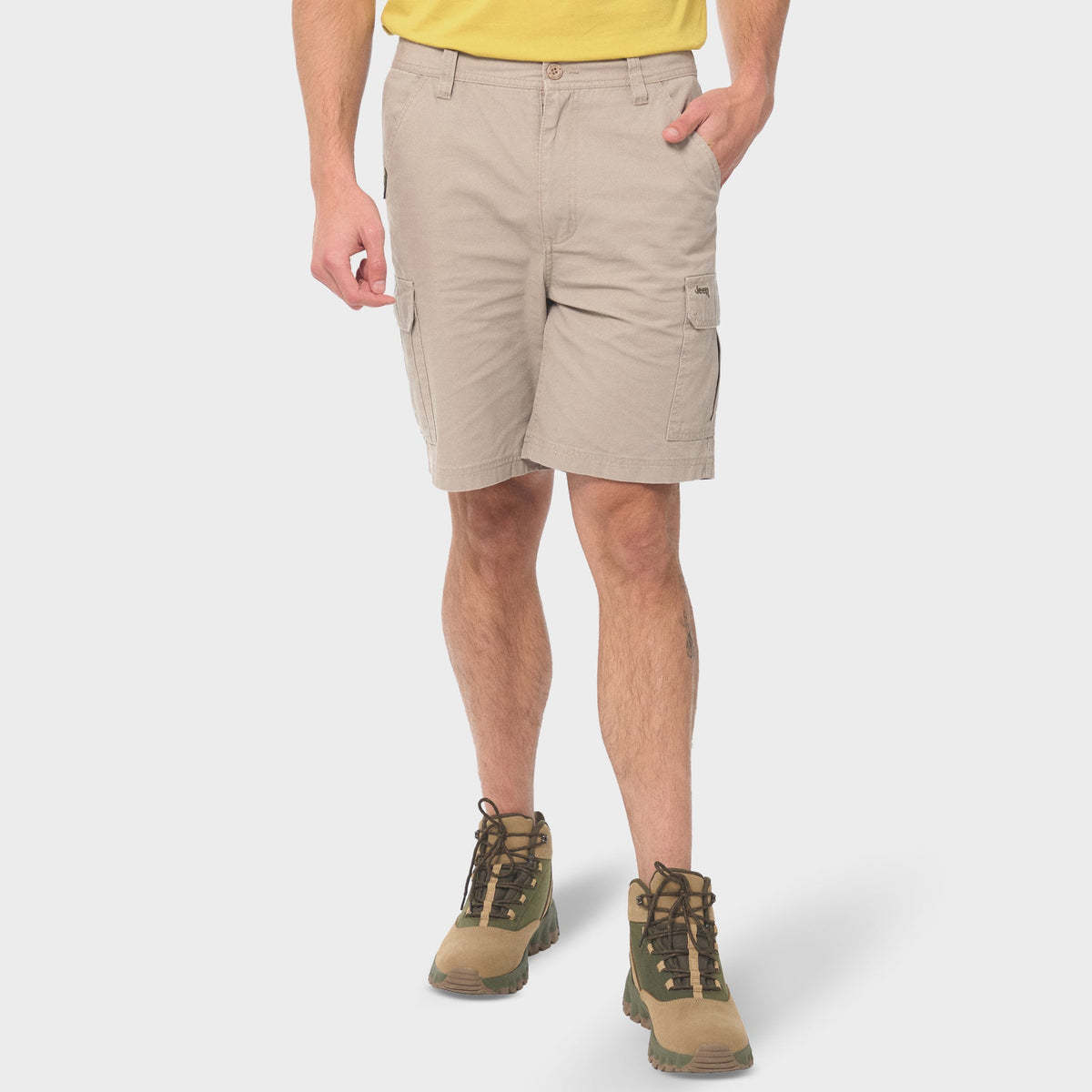 Jeep Mens Tapered Mountain Man Shorts In Khaki