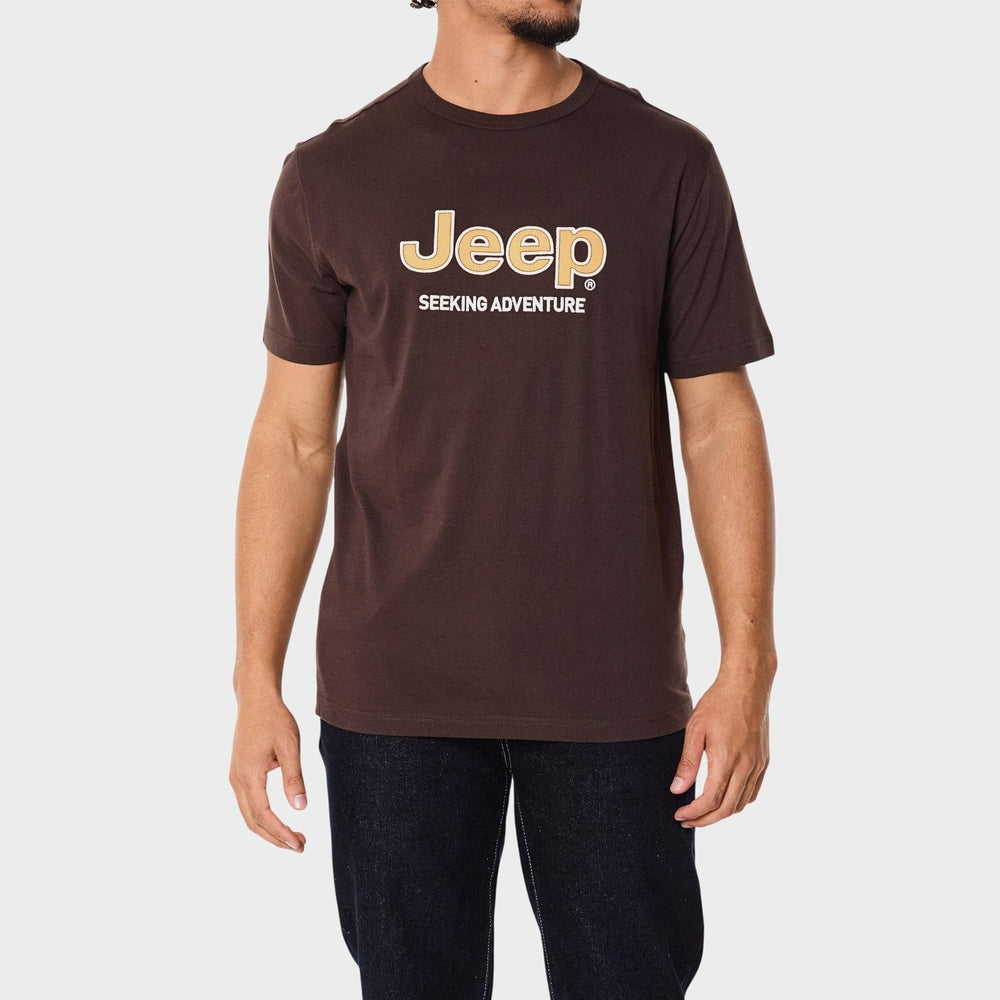 Jeep Applique Mens T-Shirt In Brown