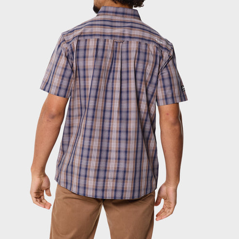 Jeep Mens M Check Shirt In Blue & Brown