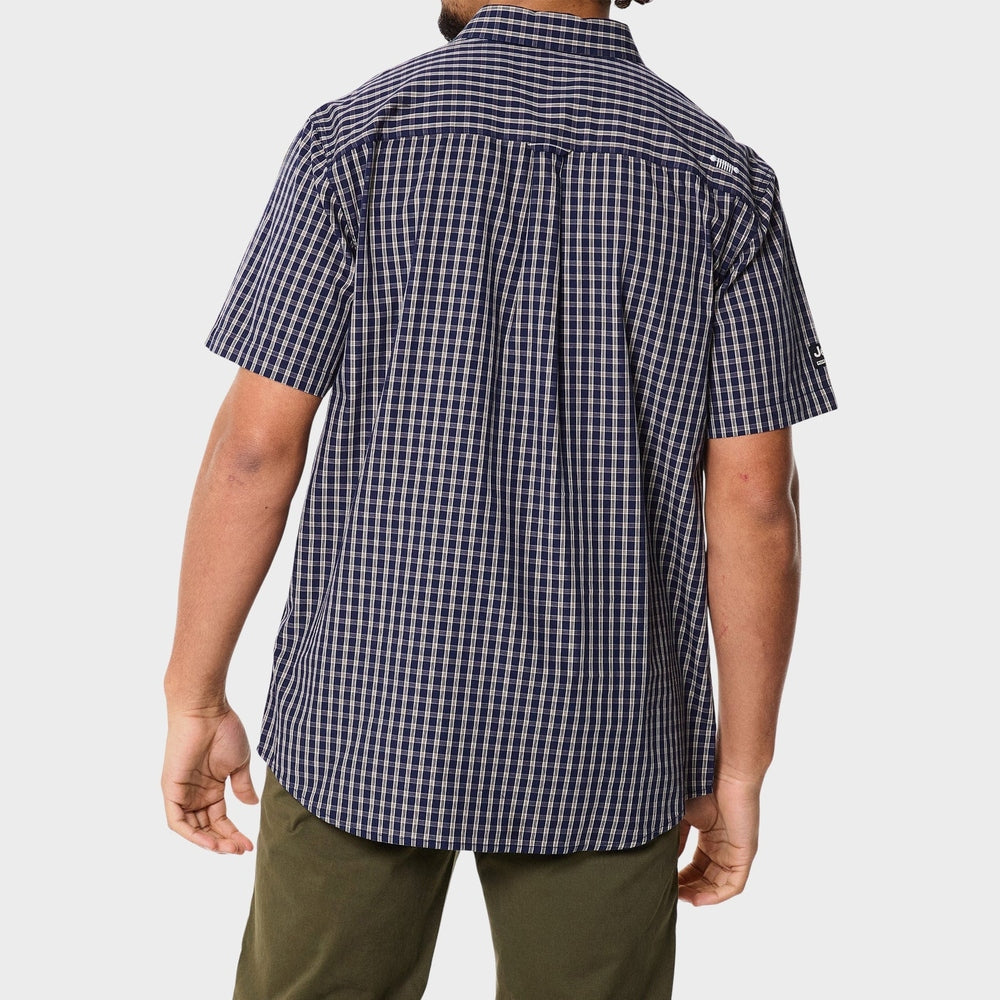 Jeep Mens Check Shirt In Navy & Cream