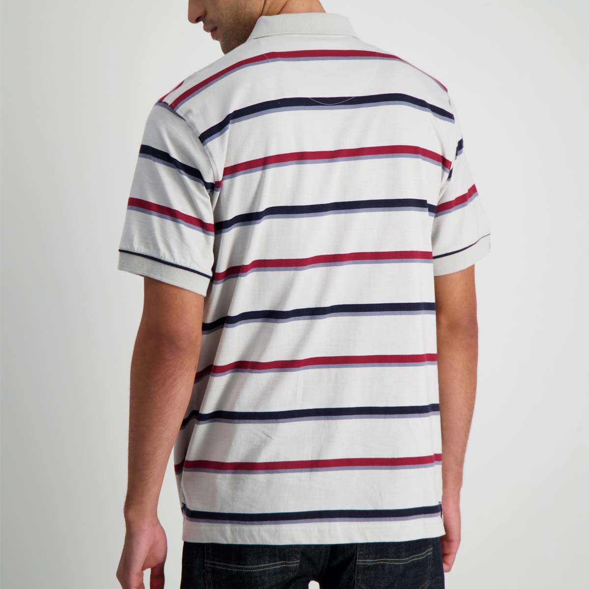 Jeep Khaki Grey Multi Stripe Golfer