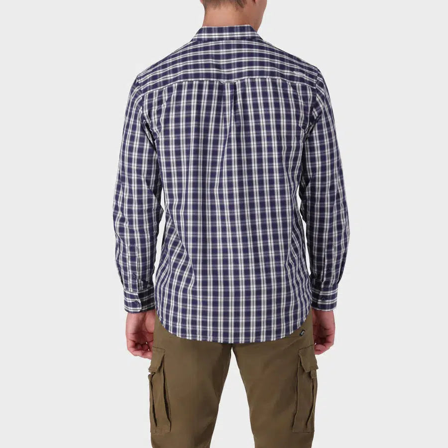 Jeep Mens Long Sleeve Yarn Dyed Check Shirt In Navy