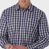 Jeep Mens Long Sleeve Yarn Dyed Check Shirt In Navy