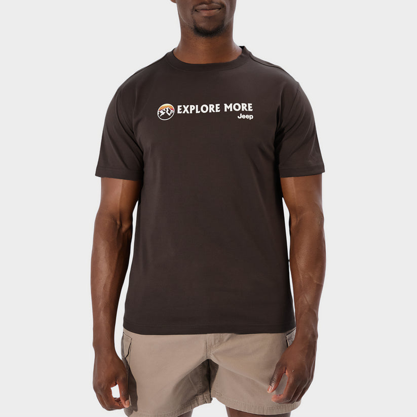 Jeep Mens Fashion Graphic Basic T-Shirt In Chocolate