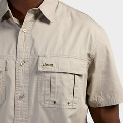Jeep Mens Safari Plain Shirt Khaki