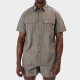 Jeep Mens Safari Plain Shirt Olive