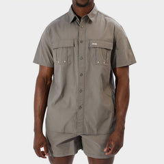 Jeep Mens Safari Plain Shirt Olive
