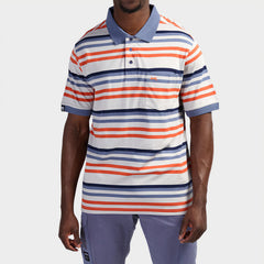 Jeep Mens Yarddye Stripe Polo Grey Multi