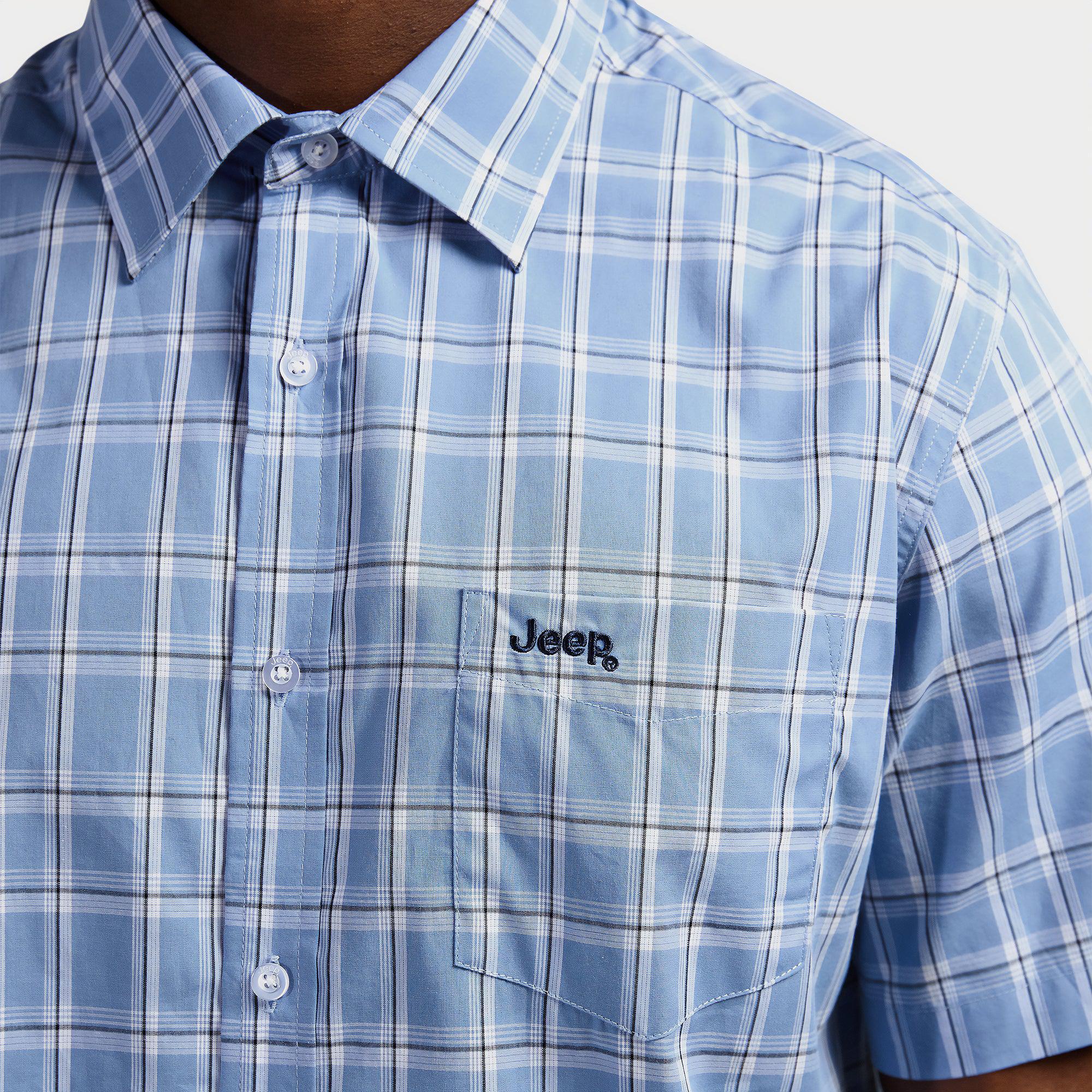 Jeep Yarn Dye Check Long Sleeve Shirt In Sky Blue