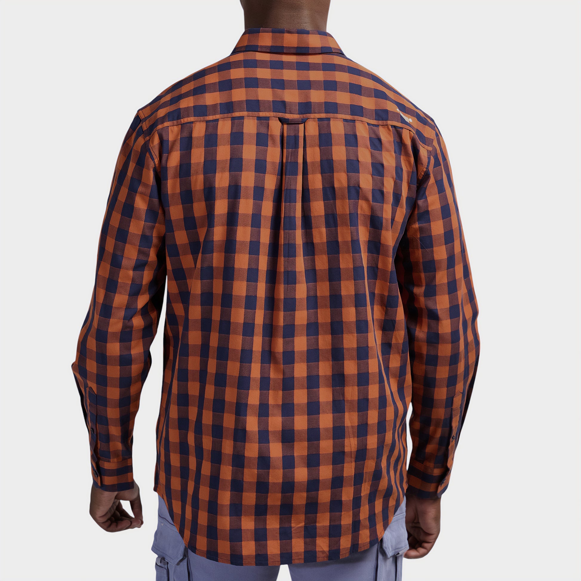 Jeep Mens Yarn Dye Check Shirt In Navy & Rust