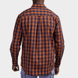 Jeep Mens Yarn Dye Check Shirt In Navy & Rust