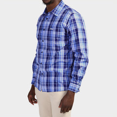 Jeep Mens Yarn Dye Check Shirt In Sky Blue