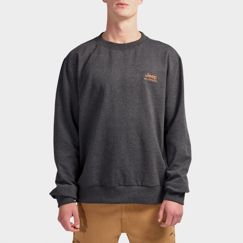 Jeep Mens Core Fleece Crew Neck Sweater Grey