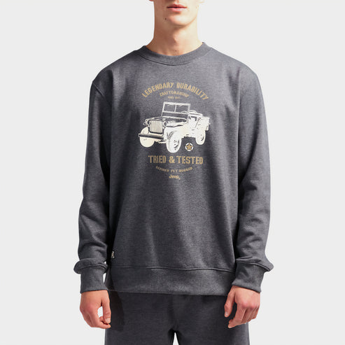 Jeep Mens Fleece Crew Neck Sweater Navy
