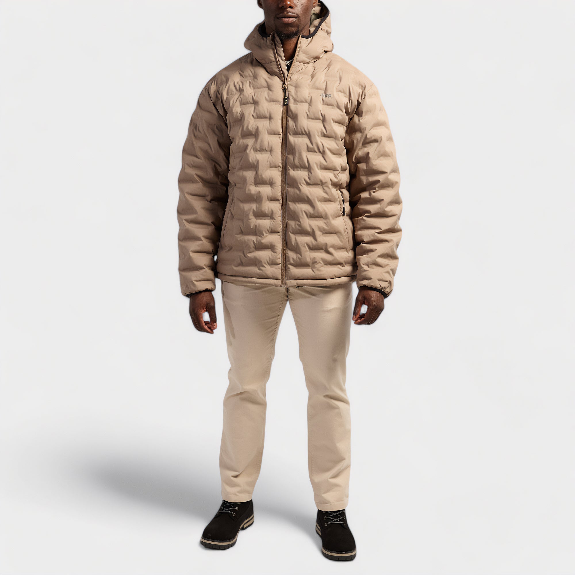 Jeep  Mens Hero Welded Puffer Jacket Brown