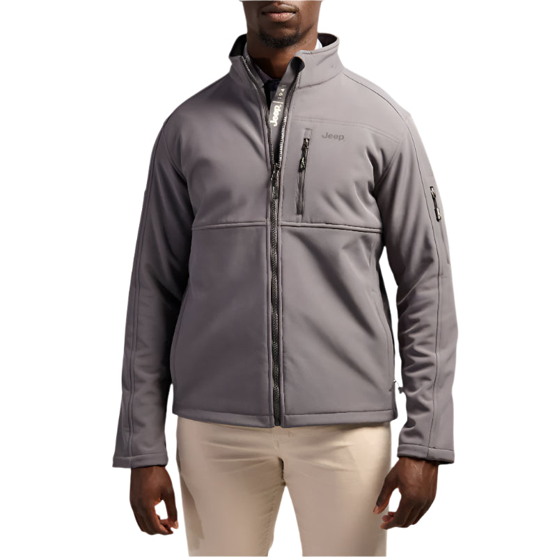 Jeep  Mens Funnel Neck Soft Shell Jacket Grey