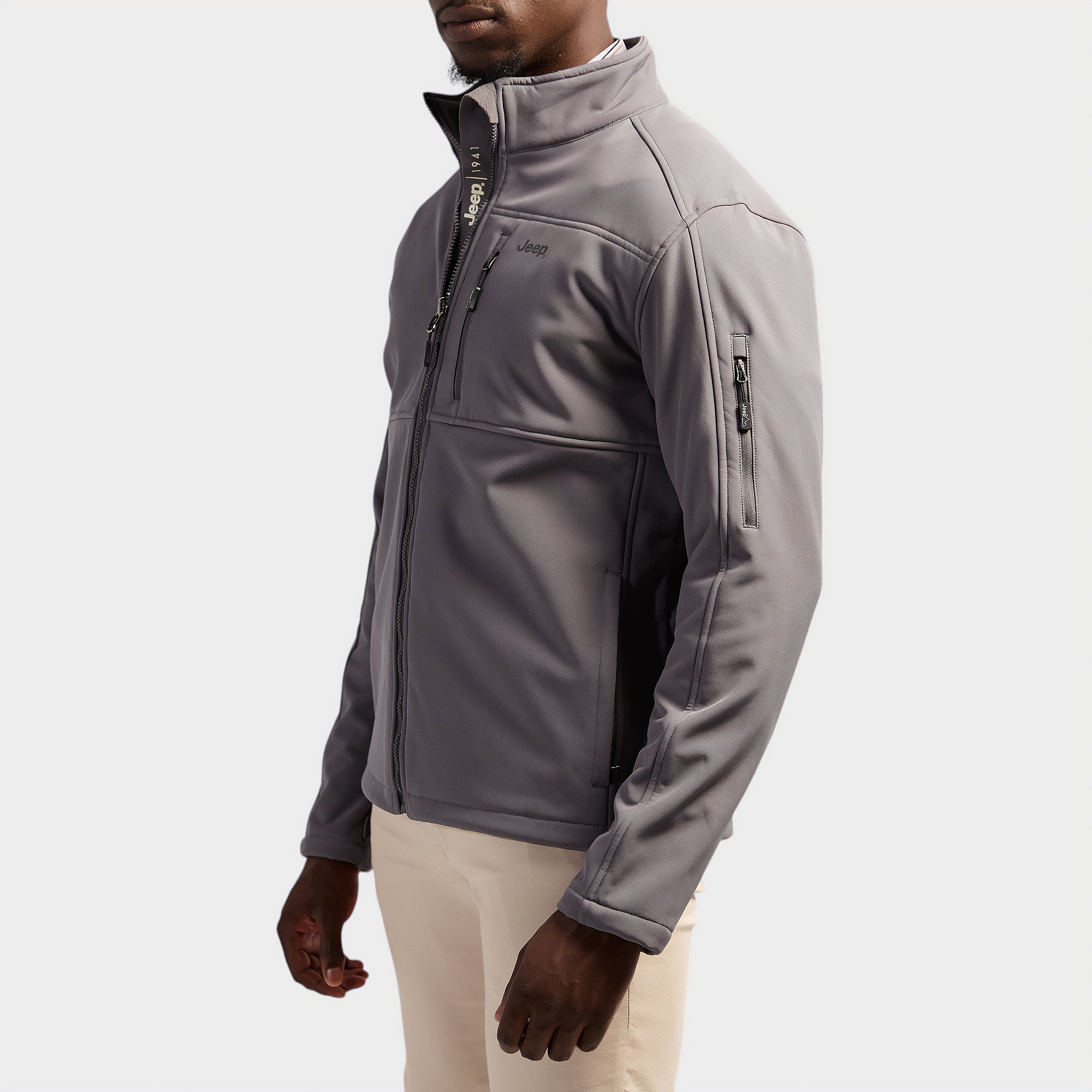Jeep  Mens Funnel Neck Soft Shell Jacket Grey