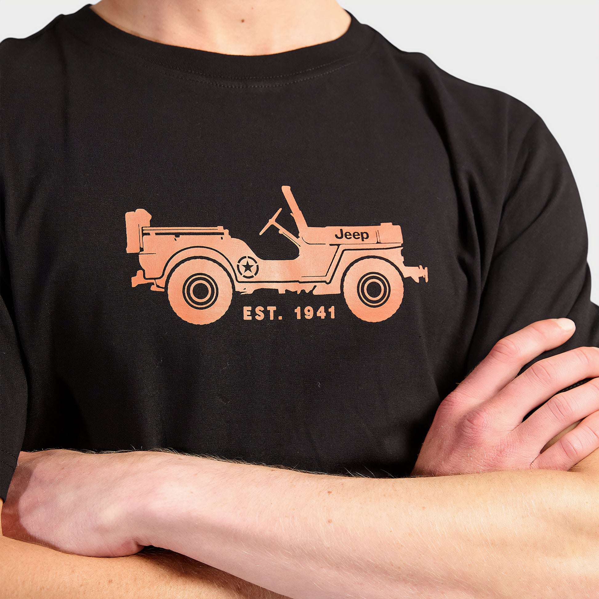 Jeep Mens Fashion Basic Graphic T-Shirt In Black