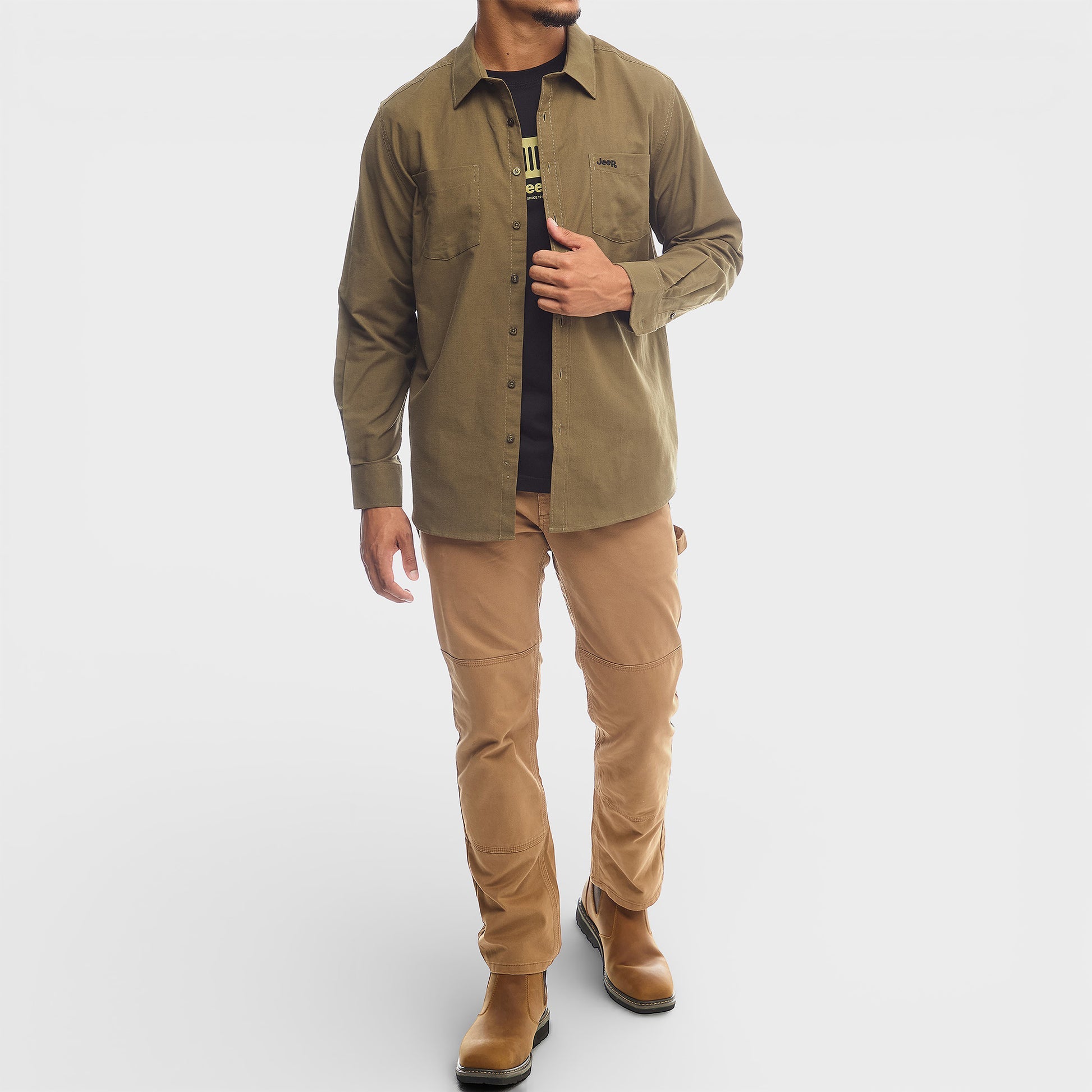 Jeep Oxford Shirt In Olive