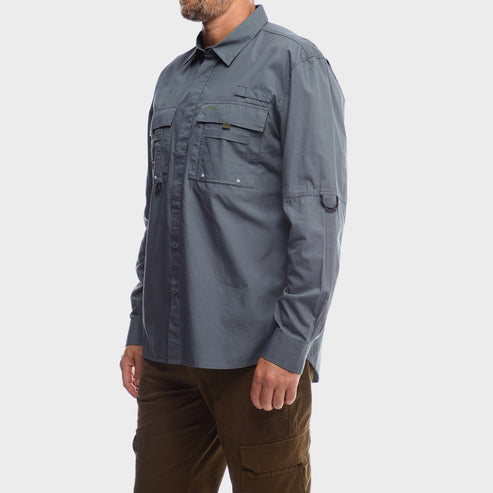 Jeep Mens Long Sleeves Tackle Shirt Grey