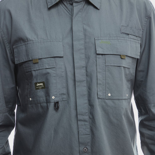 Jeep Mens Long Sleeves Tackle Shirt Grey