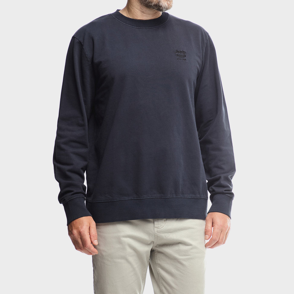 Jeep Mens Core Pigment Dye Crewneck Fleece Black