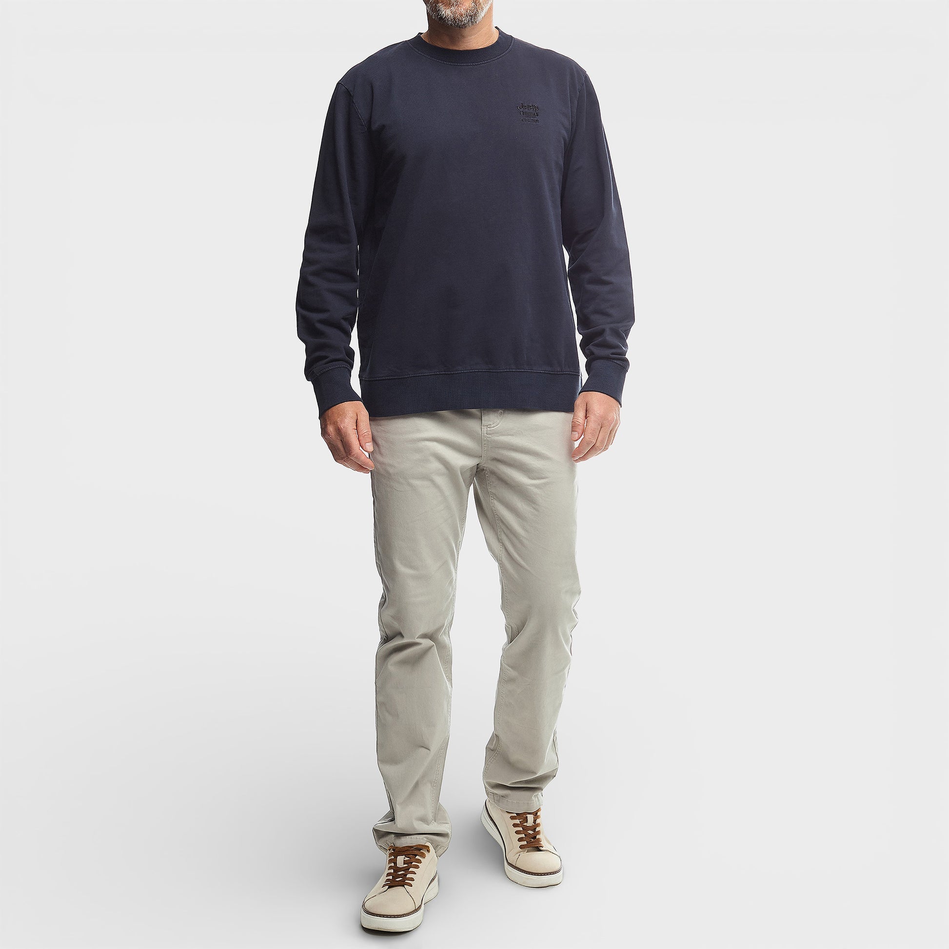 Jeep Mens Core Pigment Dye Crewneck Fleece Black