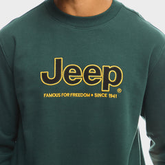 Jeep Mens Core Applique Fleece Crewneck Sweatshirt In Green