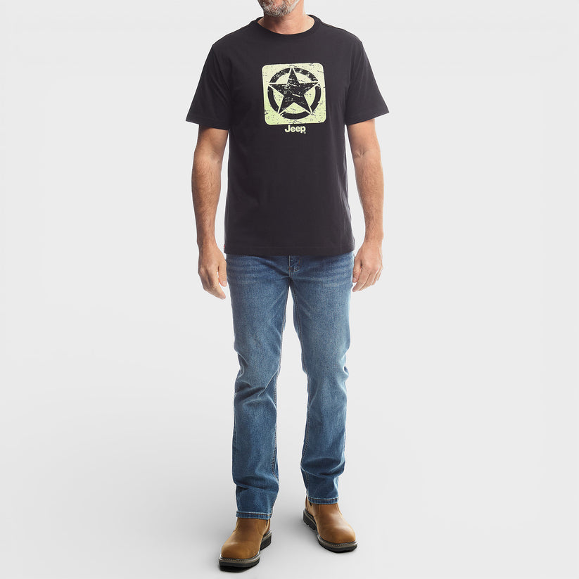 Jeep Mens Core Logo Star T-Shirt In Black