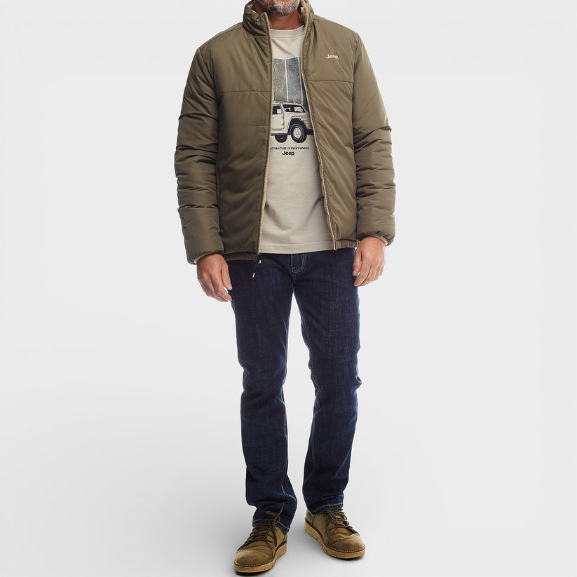 Jeep Reversible Puffer Jacket Khaki