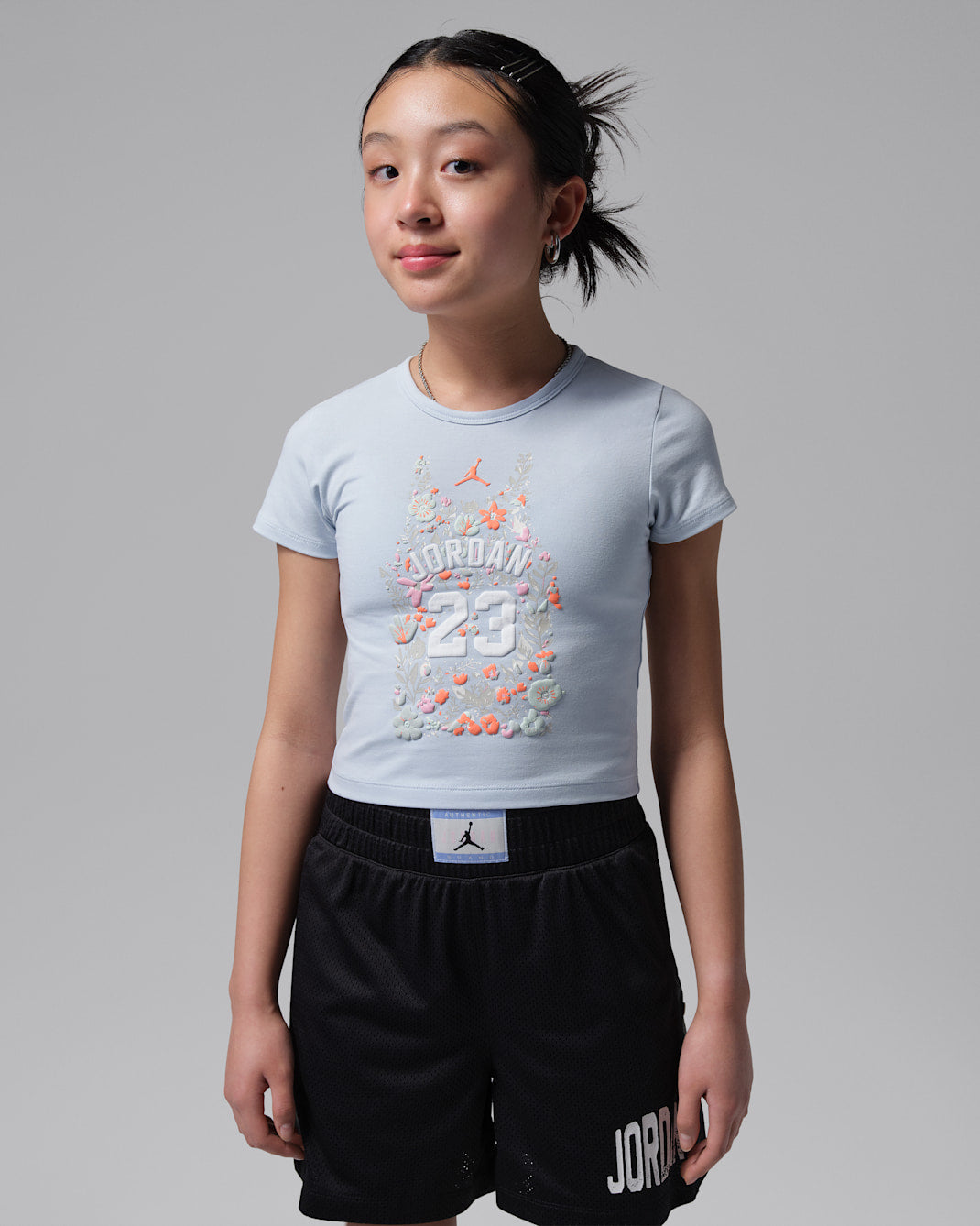 Jordan Girls Floral Short Sleeve T-shirt In Blue