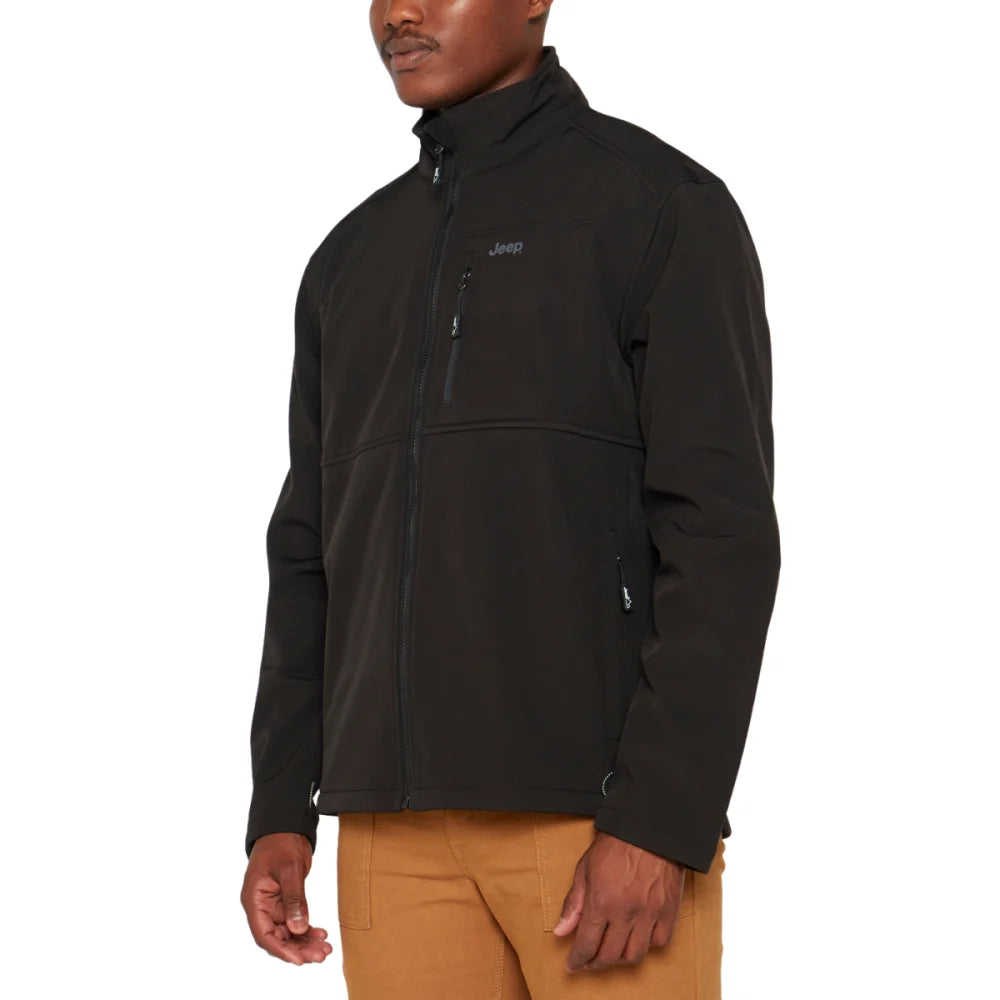 Jeep  Mens Funnel Neck Soft Shell Jacket Black