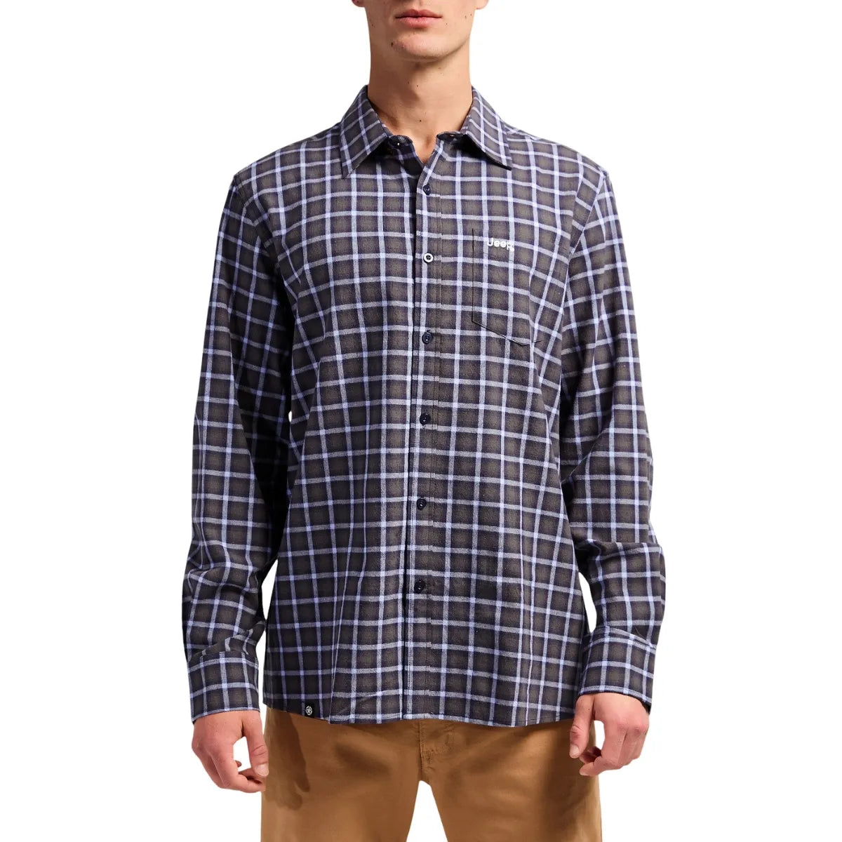 Jeep Mens Yarn Dye Check Shirt In Graphite