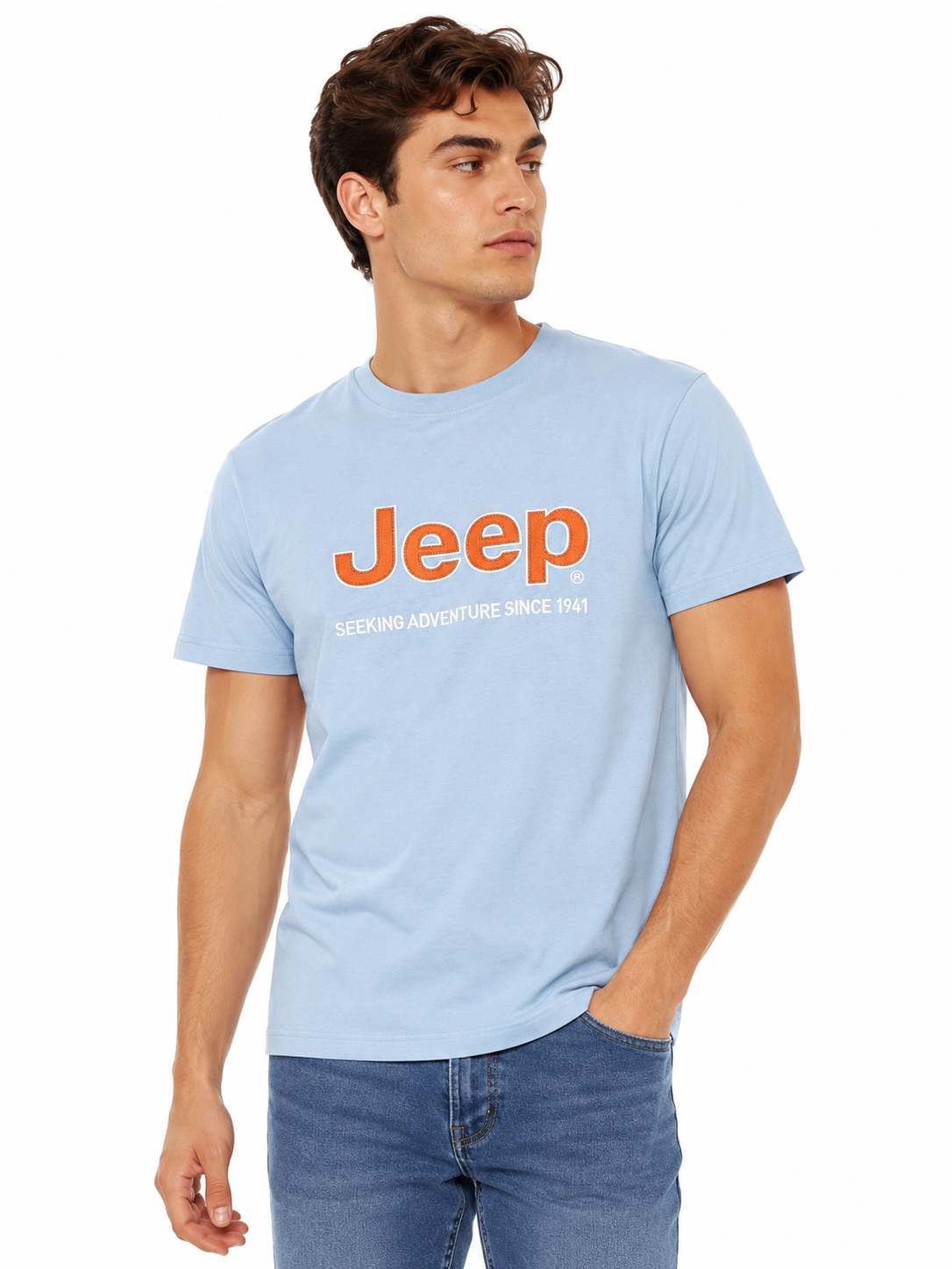 Jeep Mens Core Logo Short Sleeve T-Shirt In Blue
