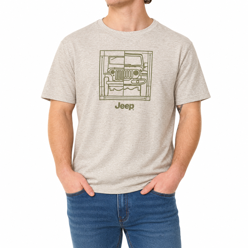 Jeep Ladies Car Icon T-Shirt In Oatmeal Melange