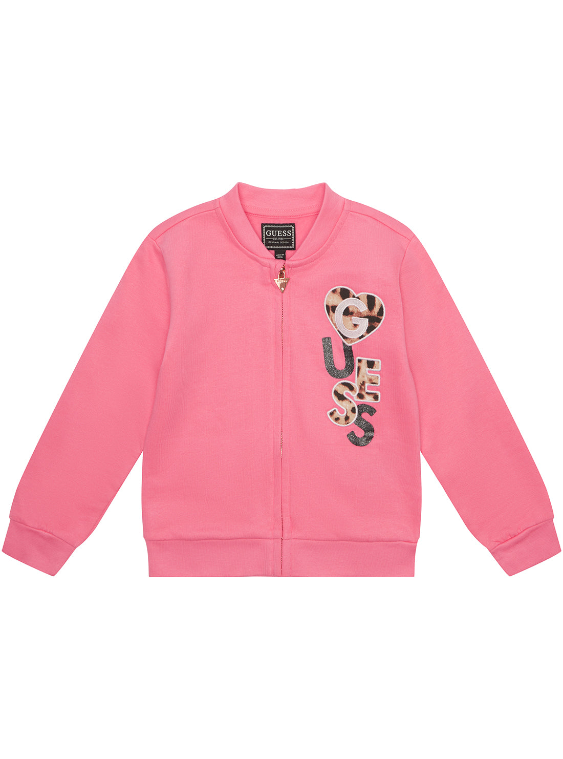 Guess K4Bq04Kax73 Kids Ls Active Top W/ Zip Pink