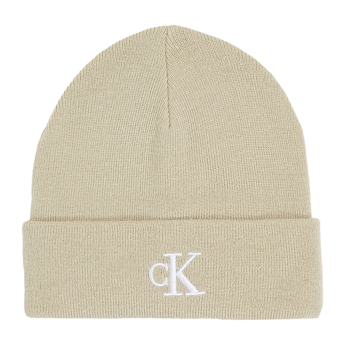 Calvin Klein Unisex Monogram Embroidered Beanie In Off White