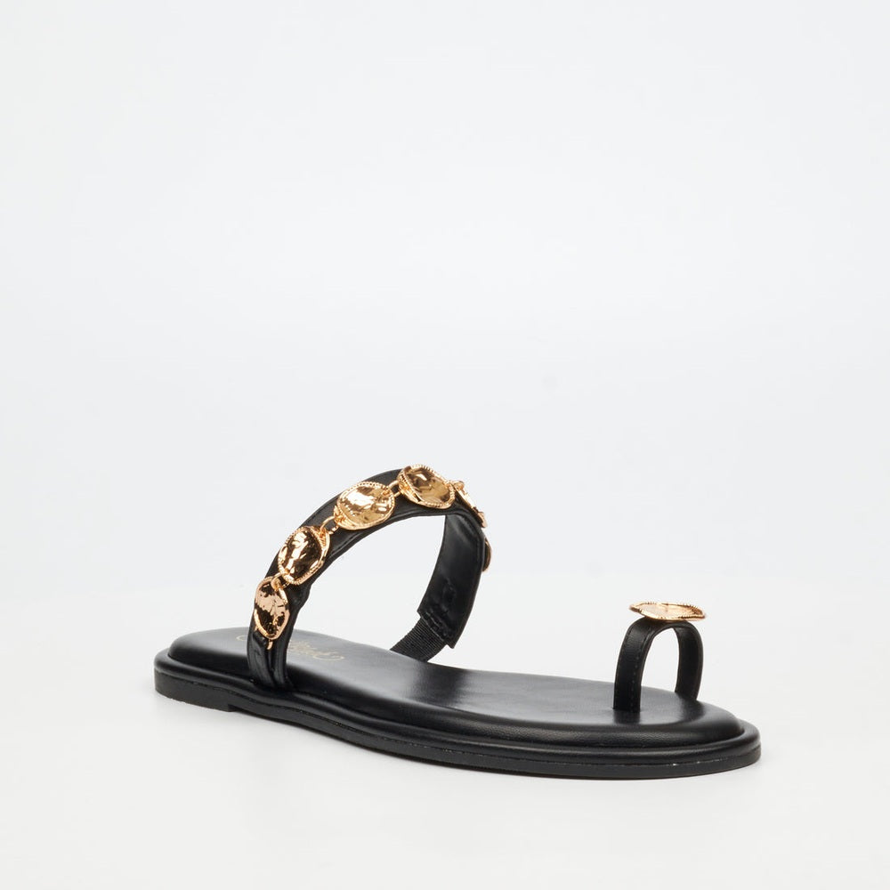 Miss Black Womens Kali 11 Flat Sandals In Black