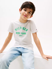 Tommy Hilfiger Unisex Curved Graphic T-Shirt In Grey