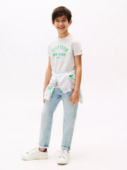 Tommy Hilfiger Unisex Curved Graphic T-Shirt In Grey