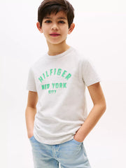 Tommy Hilfiger Unisex Curved Graphic T-Shirt In Grey