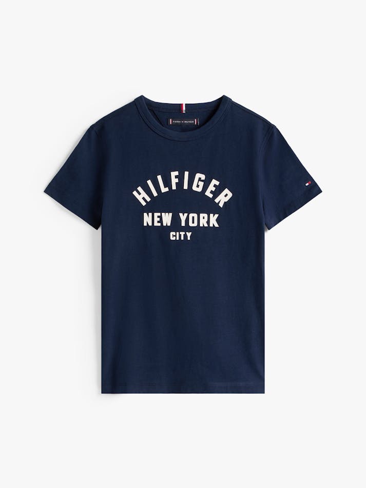 Tommy Hilfiger Unisex Curved Graphic T-Shirt In Navy