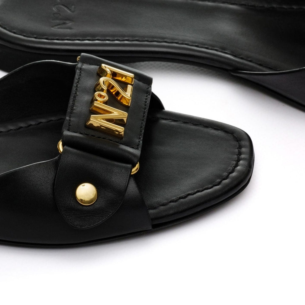 Nº21 Womens Logo Lettering Leather Sandals In Black