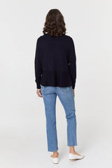 Izabel London Ladies Watefall Cardigan In Black