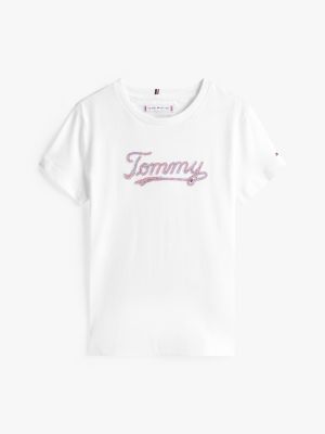 Tommy Hilfiger Girls Sequins Script T-Shirt In White