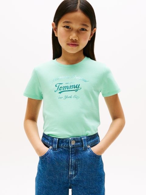 Tommy Hilfiger Girls Tommy Script T-Shirt In Mint