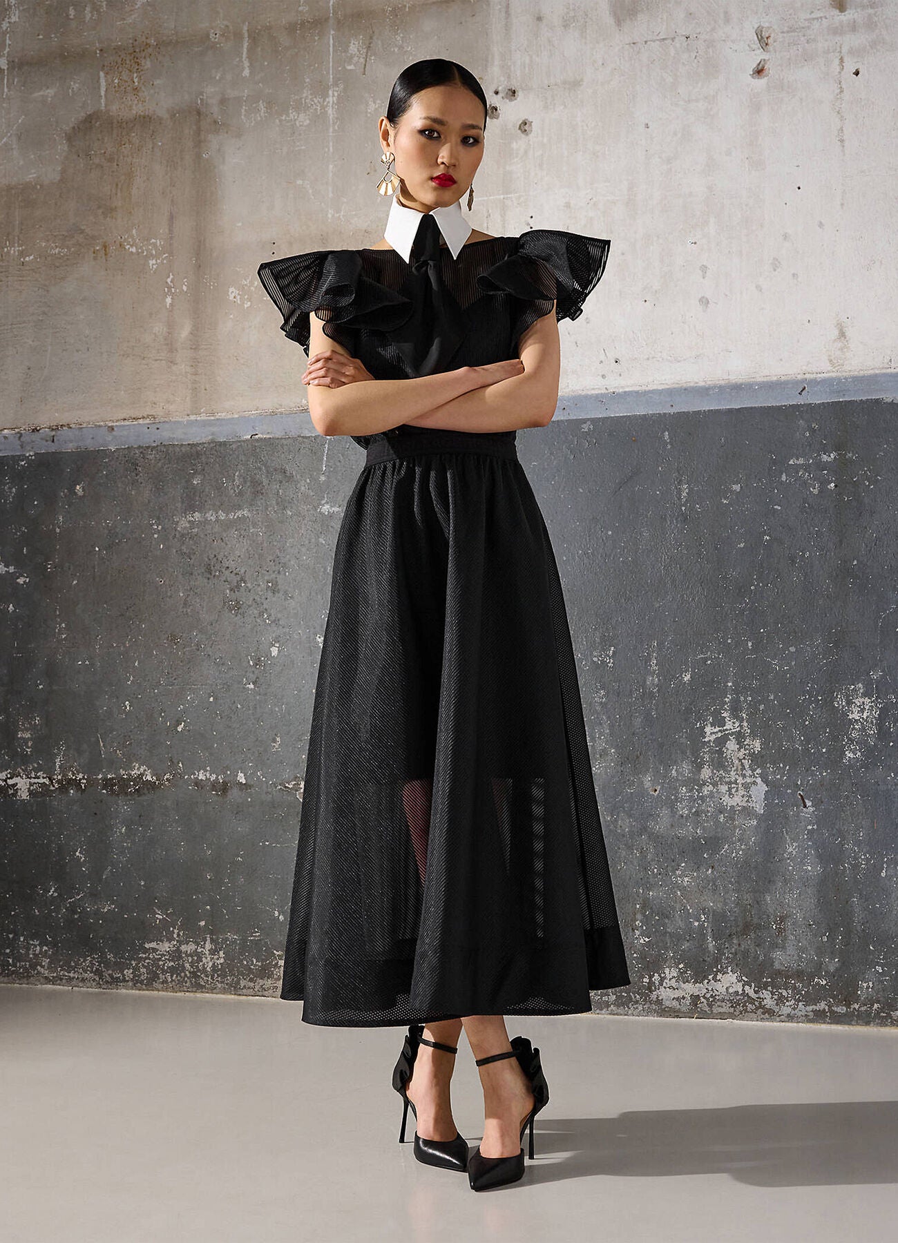 Karl Lagerfeld Ladies Flared Midi Skirt In Black