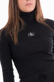 Calvin Klein Womens Badge Roll Neck Sweater In Black